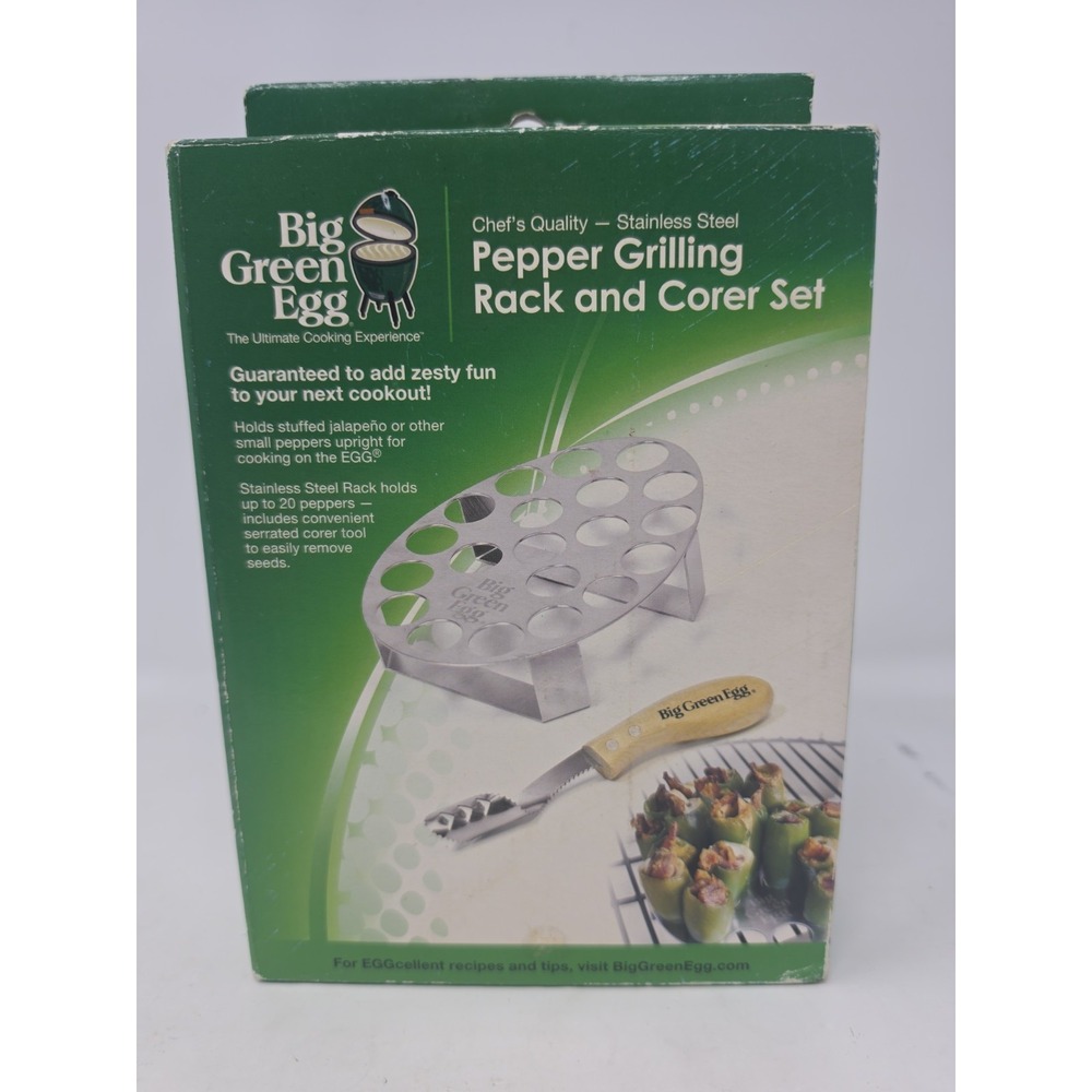 Big Green Egg Chef's Quality-Stainless Steel Pepper Rack and Corer Set
